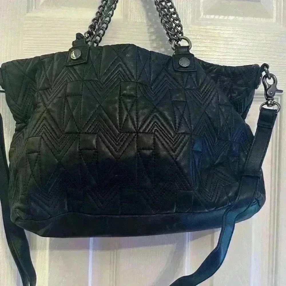 Badgley Mishka Black Quilted Top Handle and Crossbody bag